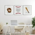 thumbnail image 2 of Stupell Industries Get Your Baseball Game On 3 Piece Gray Framed Print Under Glass Set, design by Christine Simpson Art, 2 of 9