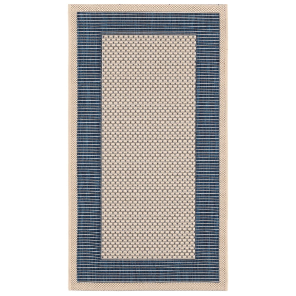 Safavieh Courtyard Justine Bordered Indoor/Outdoor Area Rug, Beige/Navy, 2' x 3'7"