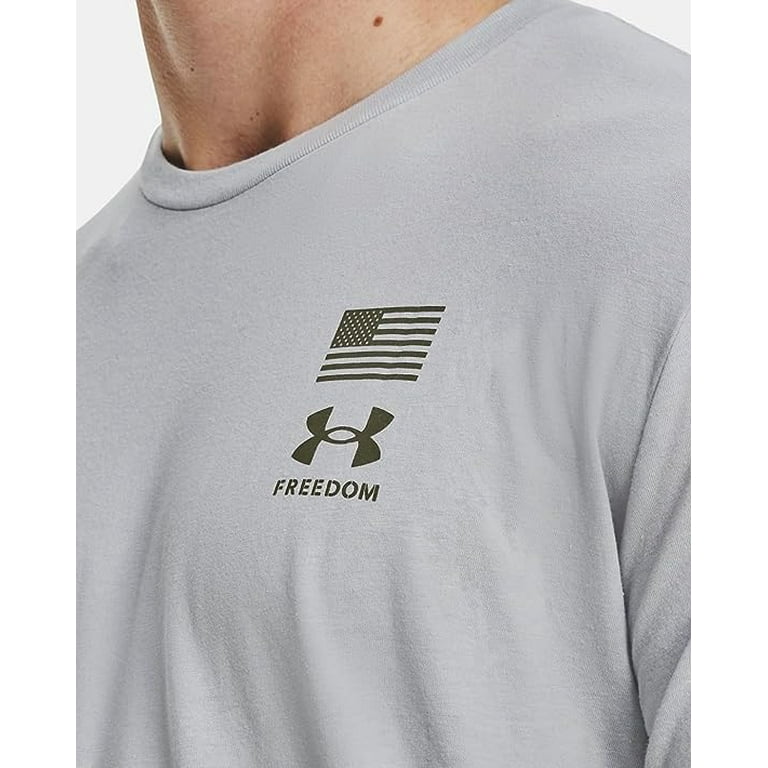 Under Armour Men's UA Freedom Flag Variation T-Shirt Mod Gray Marine Green  Short Sleeve Loose Fit Tee Large