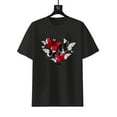thumbnail image 2 of [Red T-shirt] Red Butterfly Women's T-shirt | Short Sleeve Round Neck, Casual Spring And Summer Top - Women's Plus Size, 2 of 6