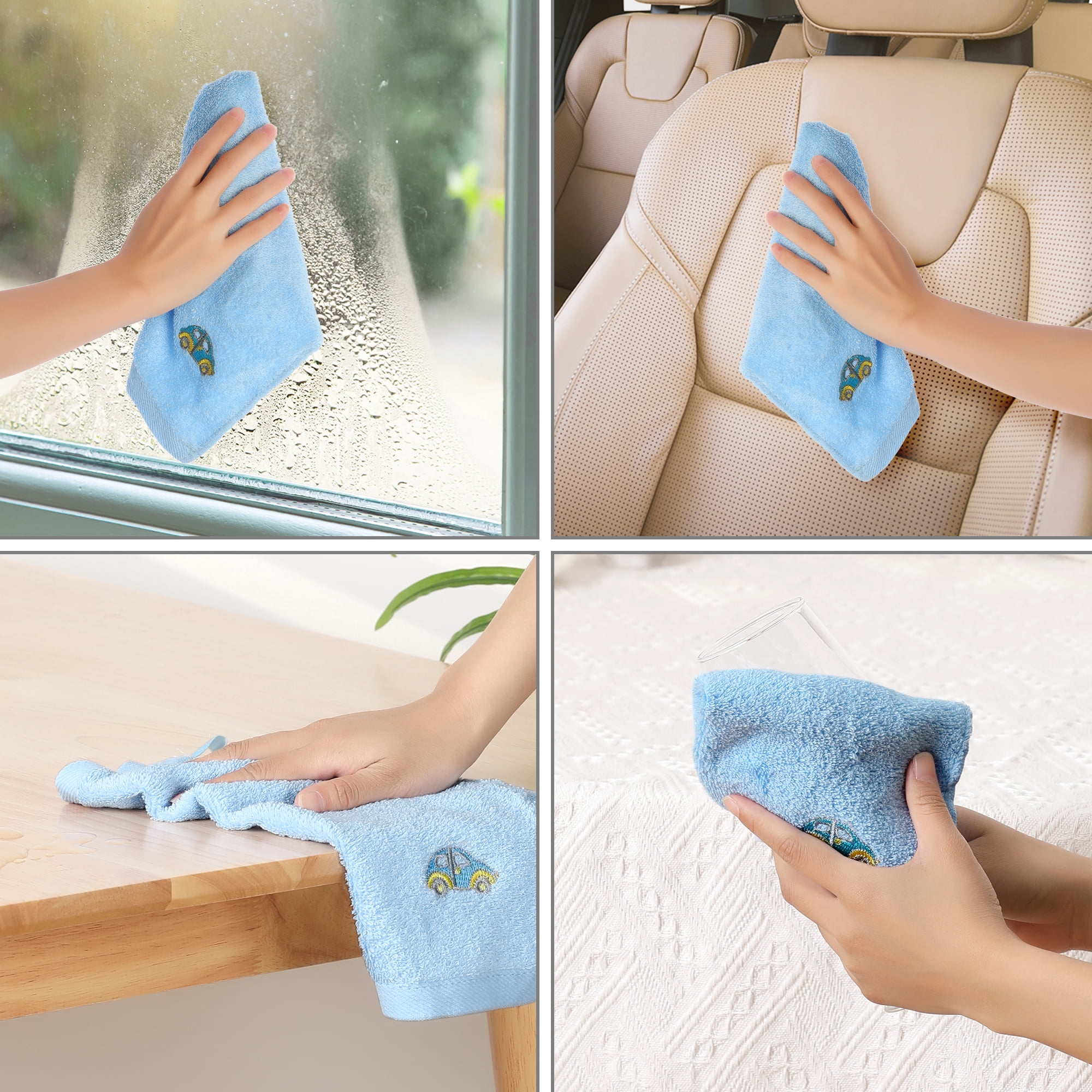 Unique Bargains Cotton Cleaning Cloth Cute Pattern Cleaning Rags Kitchen Towels Lint Free 10pk 10" x 10"