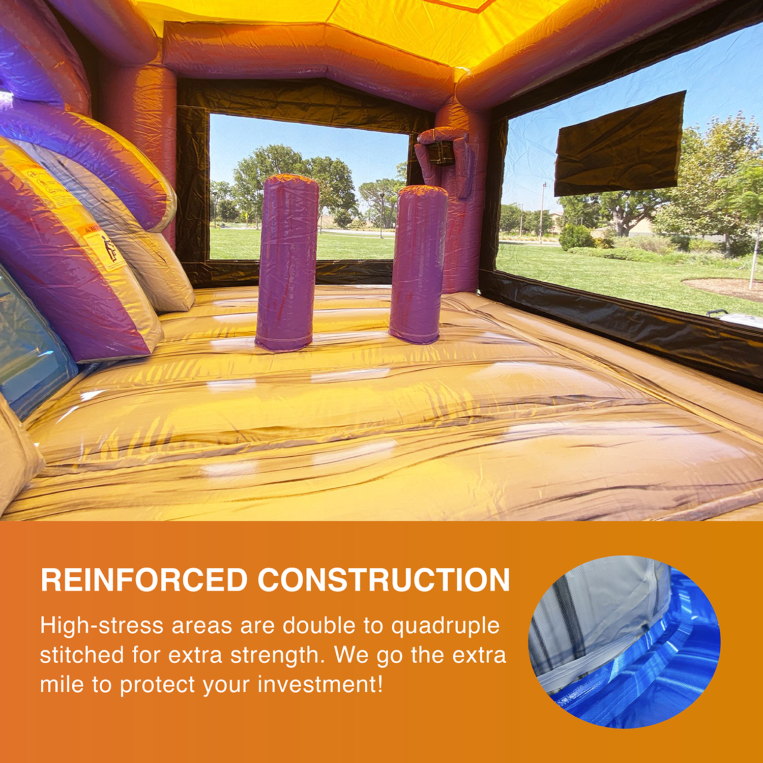 JumpOrange Thunder Commercial Grade Inflatable Water Slide & Bounce House (with Pool and Blower)