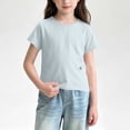 thumbnail image 4 of FRSASU Girls T Shirts 100% Cotton Short Sleeve Tops Kids Summer Casual Crewneck Basic Tees 3-15 Years Blue, 4 of 5