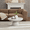 31.5"Beige+Gray+Beige, variant on Kevinplus 39.37'' Round Coffee Tables, Tea Faux Travertine Textured table for Living Room, No Need Assembly