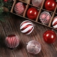thumbnail image 3 of 12ct Christmas Ball Ornaments, 3.15 Inch Shatterproof Xmas Tree Decorations, Plastic Baubles for Holiday, Party, Wedding, or Home Decor, Red & White (80mm), 3 of 8