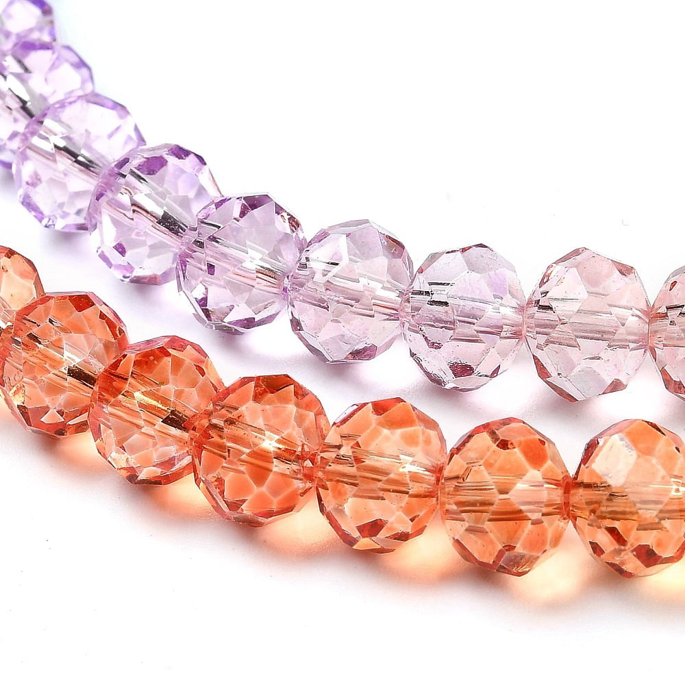 20 Strand Transparent Painted Glass Beads Strands Faceted Rondelle Colorful 6x5mm Hole: 1mm about 80~85pcs/strand 38~40cmDIY