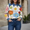 thumbnail image 2 of QASIEATN Long Sleeve Tops for Women Casual Lapel Denim Stitching Pullover Sweatshirt Spring Fall Fashion Clothing, 2 of 8