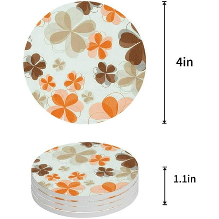 

KXMDXA Autumn Style Flower Plant Set of 8 Round Coaster for Drinks Absorbent Ceramic Stone Coasters Cup Mat with Cork Base for Home Kitchen Room Coffee Table Bar Decor