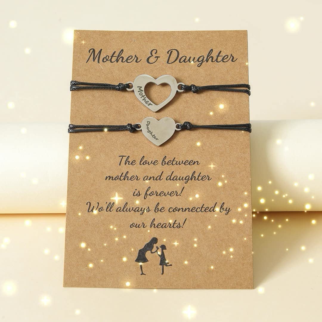 Mother Daughter Bracelets for 2 3 for Mom Mommy and Me Heart Matching Wish Bracelets Set Women Girls