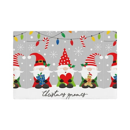 

Placemats Set of 4 Merry Christmas Gnome1 Heat Resistant Non - Slip Place mats Waterproof table mat for Kitchen Dining-6片装