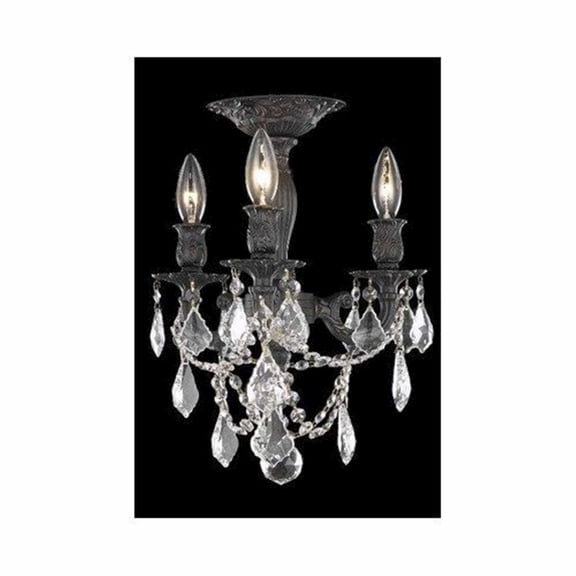 Elegant Lighting Rosalia 3 Lights Traditional Brass Semi Flush Mount in Bronze