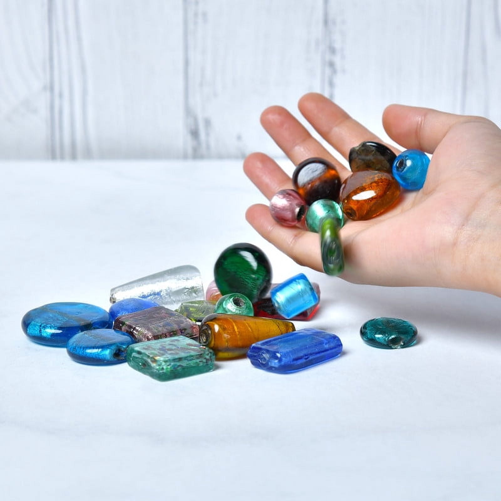 Craft Attic 1 Lb Bag of Assorted Glass Beads for Necklaces, 40 Pieces