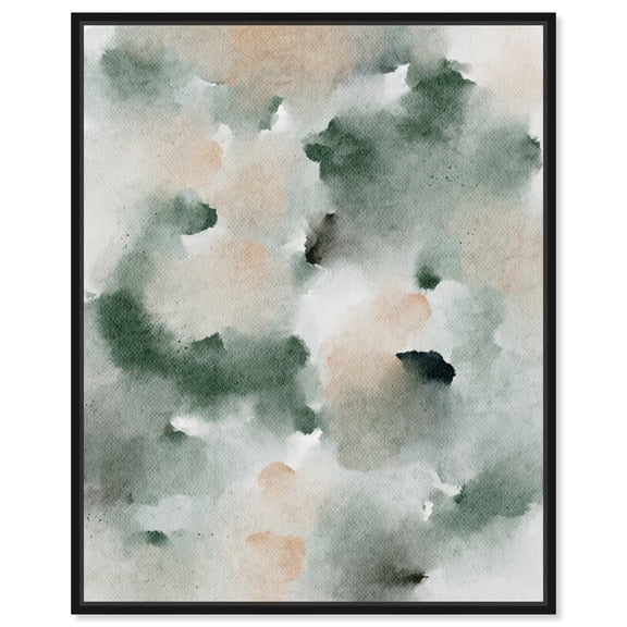 Smoky And Blush Shadows Watercolor Boho Abstracts Canvas Wall Art by Art Remedy, Black Floater Frame, 17" x 21"