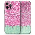 thumbnail image 5 of DesignSkinz Green and Pink Tribal v3 Full-Body Skin Decal Wrap Cover for iPhone 14 Plus, 5 of 9