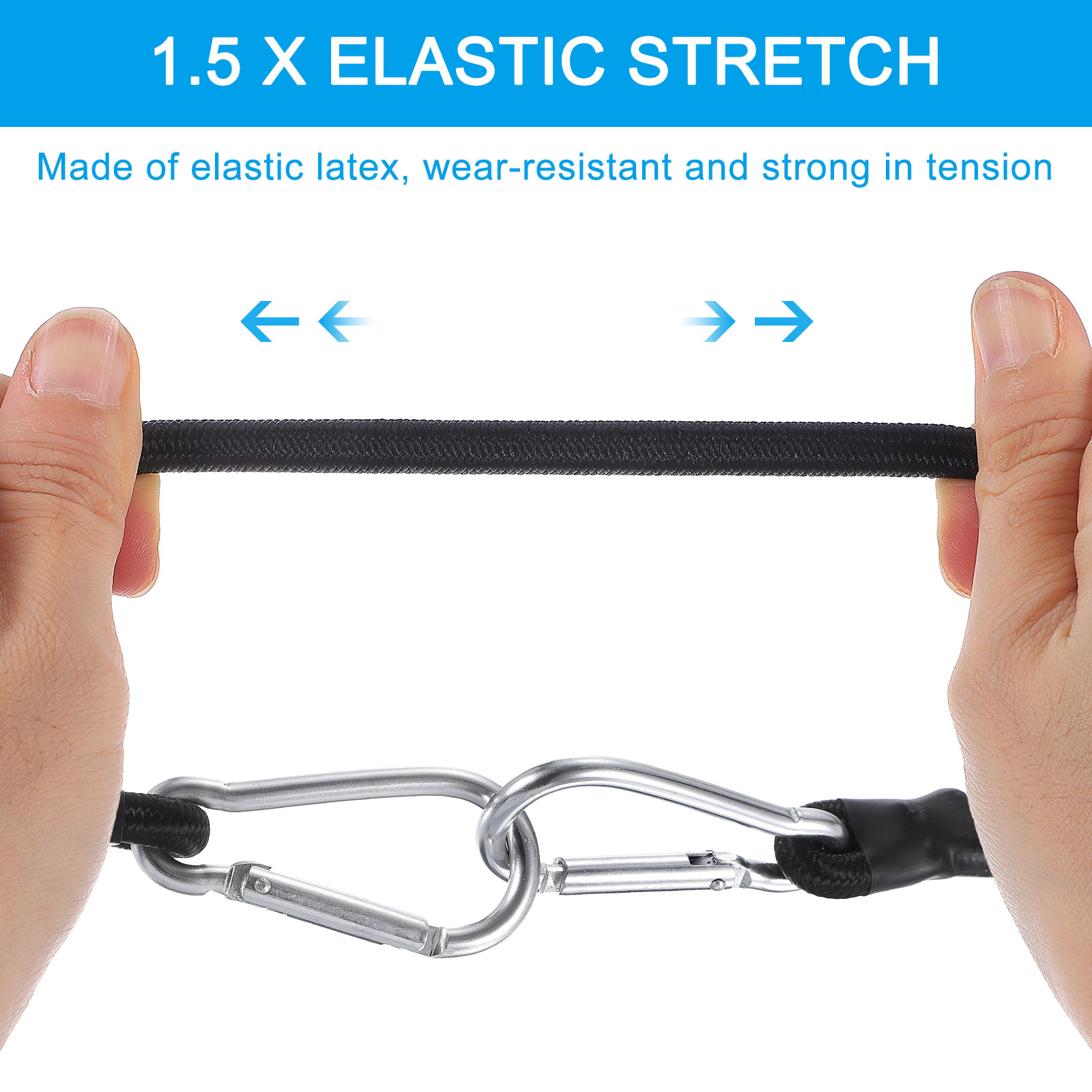 Uxcell 11.8" 23.6" 35.4" Bungee Cords 1 Set Heavy Elastic Bungee Rope with Aluminum Alloy Hooks for Camping Black