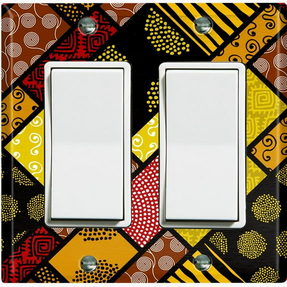 Metal Light Switch Plate Cover Colorful Safari African Tribal Art Tile Pattern SFR039