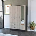 thumbnail image 2 of Atlin Designs Modern Wood Mirrored Armoire in Black Wenge/Light Oak, 2 of 8