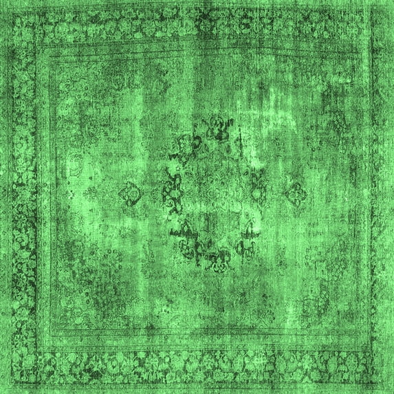 Ahgly Company Indoor Square Persian Emerald Green Traditional Area Rugs, 6' Square