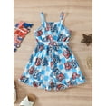 thumbnail image 4 of Kids Girl 4th of July Jumpsuit Summer Star Print Sleeveless Romper Shorts with Belt for Newborn Toddler Cute Clothes, 4 of 9