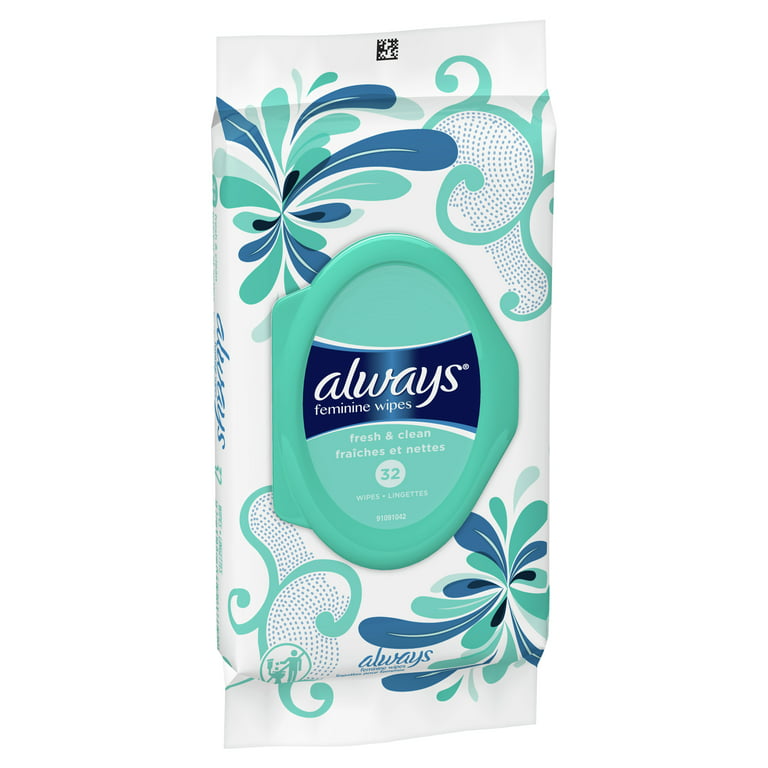 Always Feminine Wipes, Fresh and Clean Scent, 32 Count 