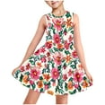 thumbnail image 2 of TGSLY Girls Summer Princess Dresses Cute Flower Printed Sleeveless Suspender Flared Skater Dress Loose Flowy Swing Beach Vacation Sundress with Pockets Multicolor#57 7 Years, 2 of 9