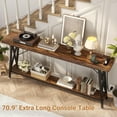 thumbnail image 4 of Homieasy Console Table with Charging Station, 70.9 Inch Extra Long Sofa Table with 2 Tier Storage Shelf, Industrial Hallway Entry Table Behind Couch Table, Rustic Brown, 4 of 7