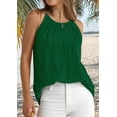 thumbnail image 6 of Womens Pleated Tank Tops Spaghetti Strap Camisole Halter Tops Curved Hem Fashion 2025 Green M, 6 of 9