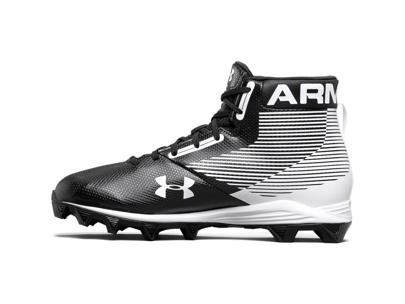 Under Armour Hammer Mid RM Black White Football Cleats Men’s Size 10.5
