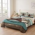 thumbnail image 2 of Queen Quilt Set 90''x96'', Texas Star Western Lightweight Bedspread Coverlet Set with 2 Pillow Shams, Vintage Teal Brown Wooden Farmhouse Breathable All Season Quilt Bedding for Bedroom/Guest Room, 2 of 9