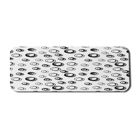 Geometric Circle Computer Mouse Pad, Abstract Various Round Pattern with Reflections in Minimalist Design, Rectangle Non-Slip Rubber Mousepad Large, 31" x 12" Gaming Size, Black White, by Ambesonne