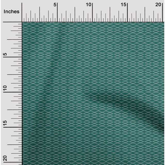 oneOone Silk Tabby Teal Green Fabric Geometric Block Craft Projects Decor Fabric Printed By The Yard 42 Inch Wide
