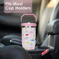 thumbnail image 6 of 30 oz Elephant Flip Straw Tumbler with Top Handle for Elephant Lover Insulated Resuable Vacuum Tumbler with Flip Straw and Handle for Home Office Car Dishwasher Safe Pink Elephant, 6 of 6