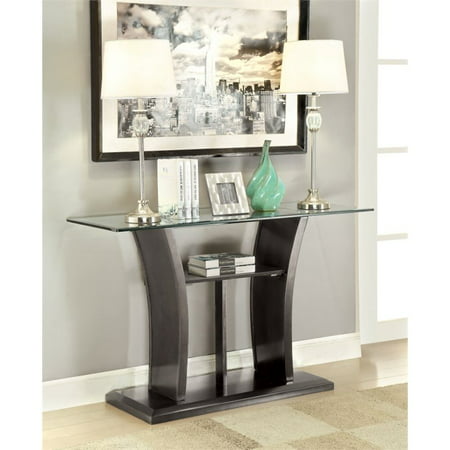 Furniture of America Lantler Glass Top Console Table in
