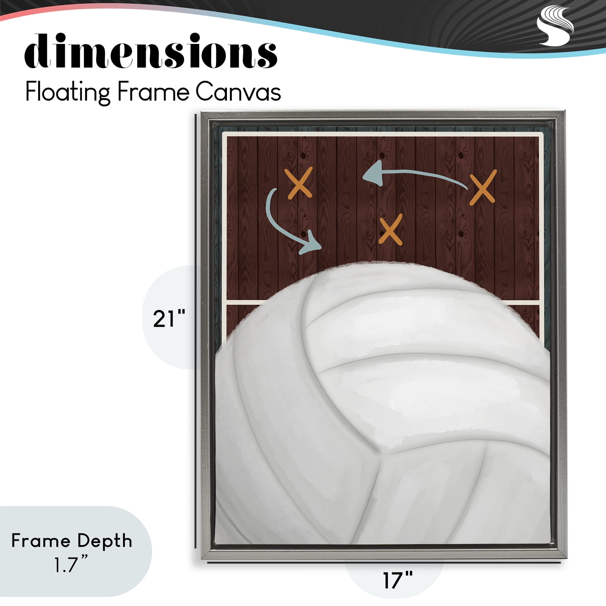 Stupell Industries Volleyball Court Tactics Gray Framed Floater Canvas Wall Art, design by Jennifer Stith