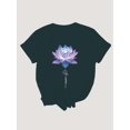 thumbnail image 3 of Floral Print Crew Neck T-shirt, Casual Short Sleeve Top For Spring & Summer, Women's Clothing, 3 of 6