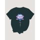 thumbnail image 3 of Floral Print Crew Neck T-shirt, Casual Short Sleeve Top For Spring & Summer, Women's Clothing, 3 of 6