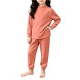 thumbnail image 2 of Amidoa Girls 2 Piece Outfits Soft Cute Long Sleeve Top and Pants Fall Winter Kids Clothing Sets Orange Size 5T, 2 of 6