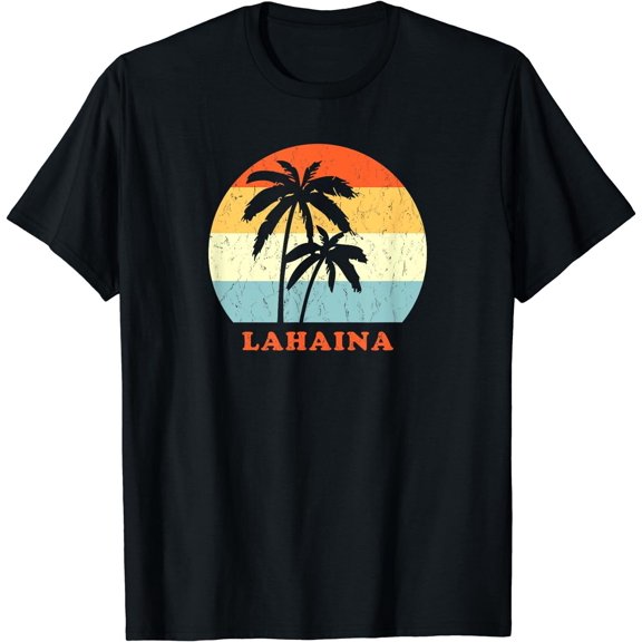 Lahaina Maui Retro Palm Tree Sunset Vacation T-Shirt