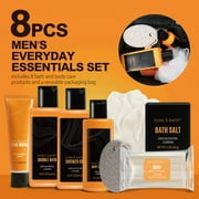 Bath Gift Basket Sets for Men Gifts Ideas - 8pcs Citrus Body Self Care Relaxing Birthday Gifts At Home Spa Kits with Toiletry Bag