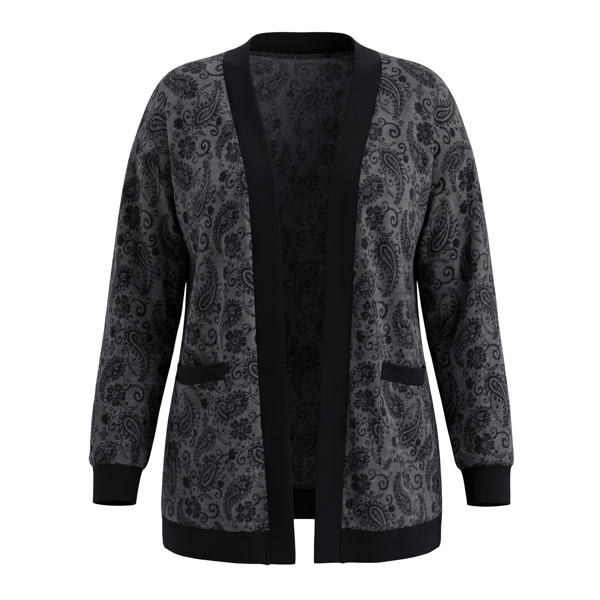 DARING DIVA Women's Plus Open Front Long Sleeve with Cardigan 4X Gray