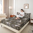 thumbnail image 4 of Castle Fairy Mallard Duck 3pcs Twin Sheet Sets,Abstract Camouflage Twin Fitted Sheet,Vintage Rustic Breathable Flat Sheet,Super Cozy Animal Room Decor, 4 of 7