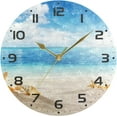 thumbnail image 3 of Dreamtimes Sunbeam Beach Landscape Wall Clock, 10 Inch Silent Non Ticking Round Clock Oil Painting Clock Easy to Read Clock for Living Room Bedroom Bathroom Home Decor, 3 of 7