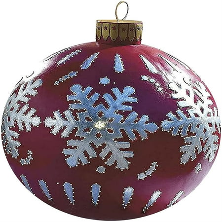 AVAIL Christmas Inflatable Decorated Ball 23.6 Inch Blow Up Ball Xmas Decor Giant Christmas Inflatable Ball Outdoor Decorations with Pump