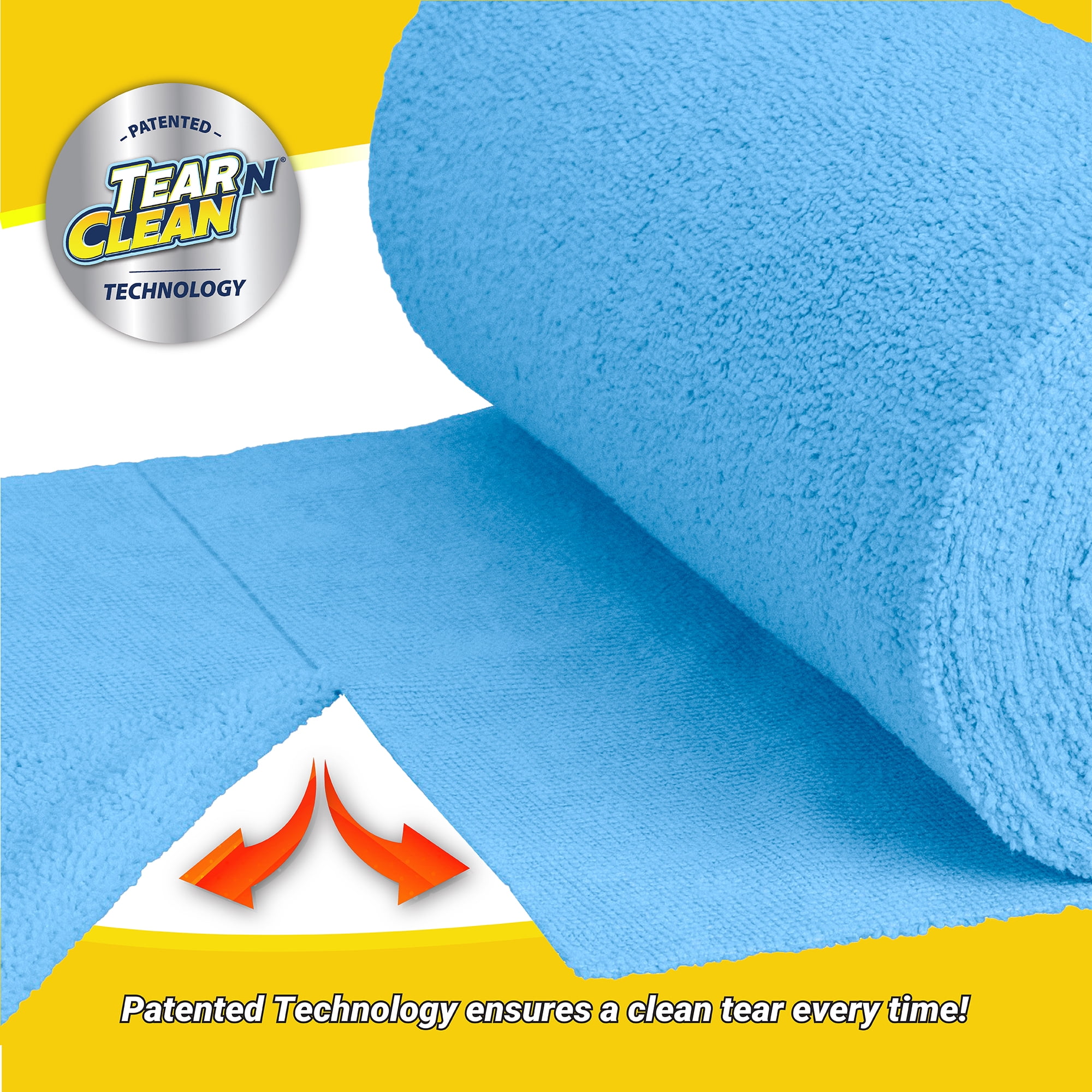Tear-N-Clean 50 Count Reusable Easy-Tear Microfiber Towels, 12 x 12 in, for Automotive and Home Use