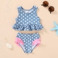 thumbnail image 4 of Younger Tree Toddler Baby Girls Summer Swimsuit Sleeveless Striped Swimwear Two-Piece Suit Beach Bikini for 3-4T, 4 of 7
