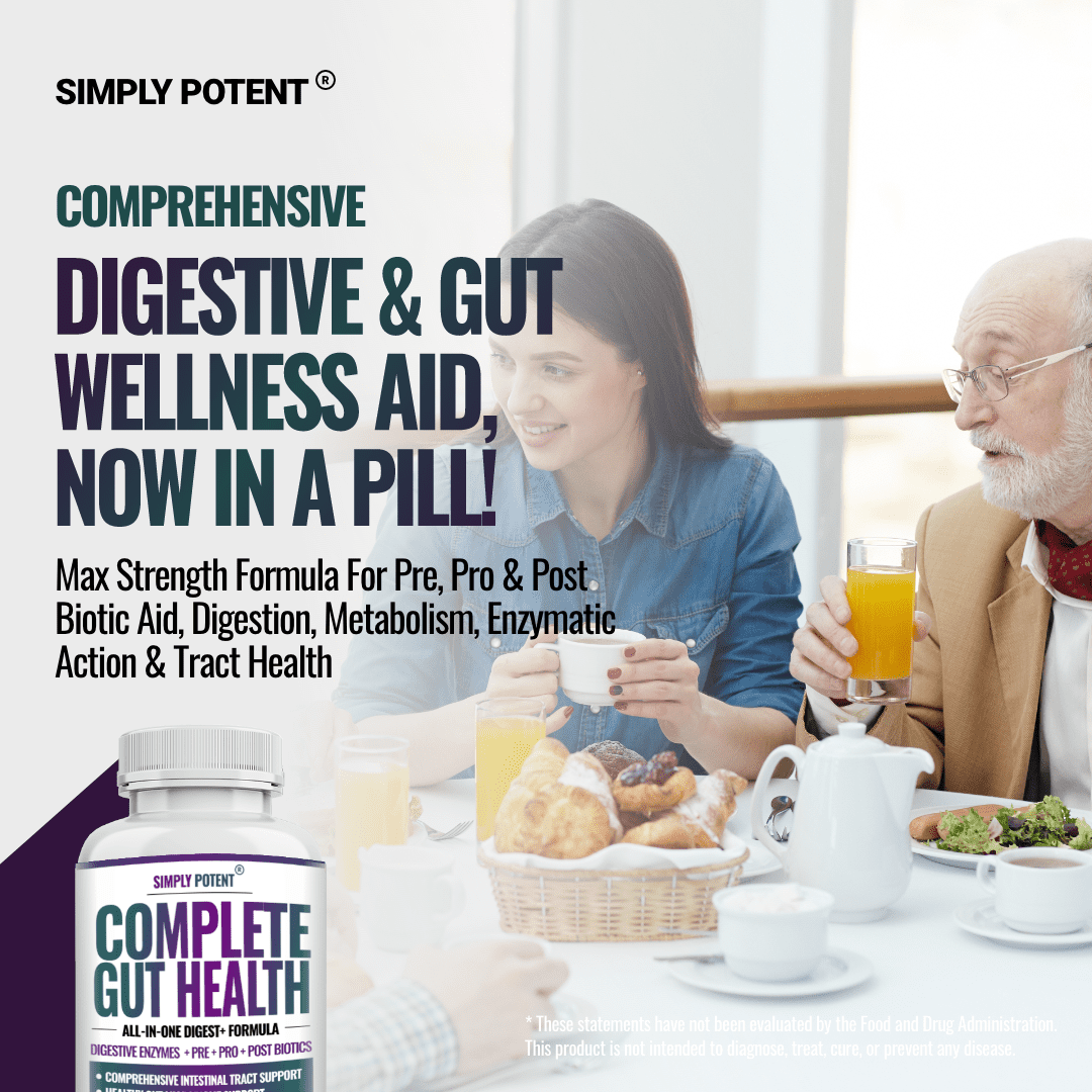 Simply Potents Bacillus Probiotics, Digestive Enzymes & Prebiotics Supplement, 60 Capsules