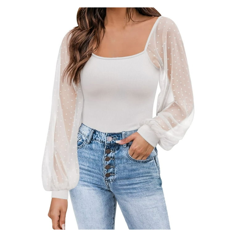 Bell sleeve sheer top new arrivals