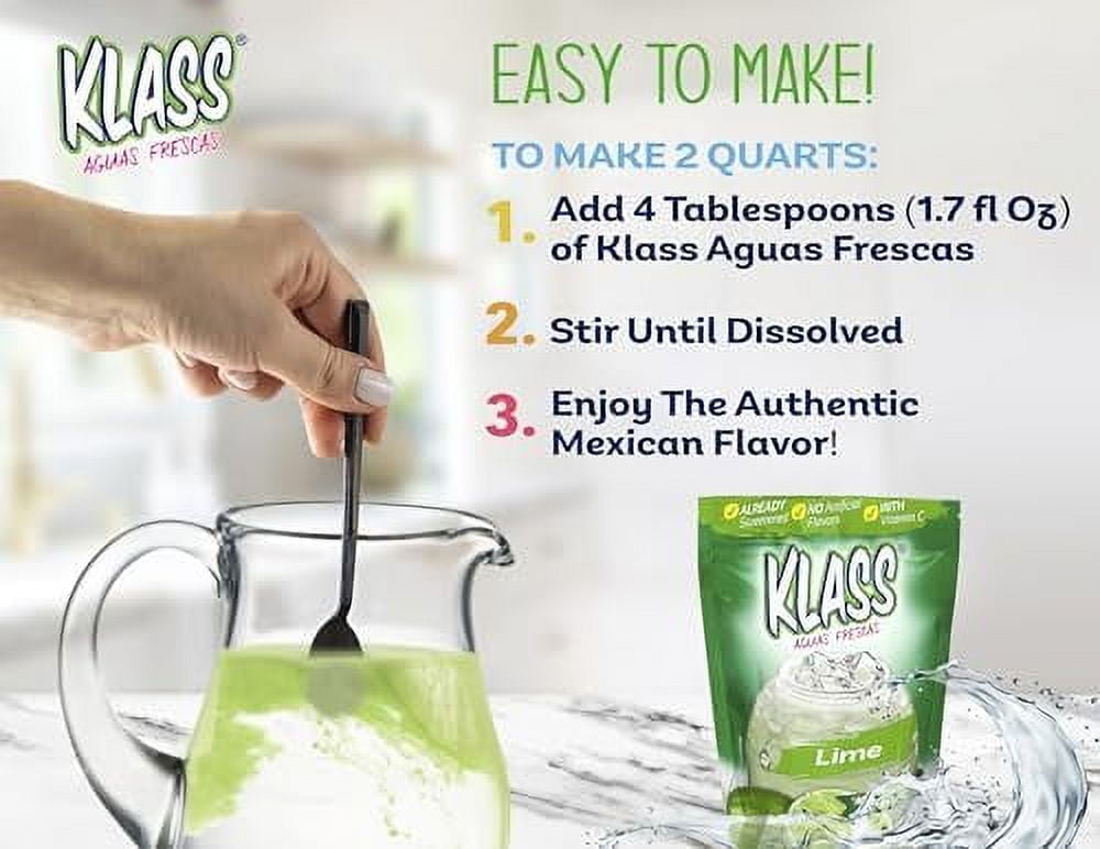 (6 pack) Klass Aguas Frescas Lemonade Flavored Drink Mix, 15.9 oz
