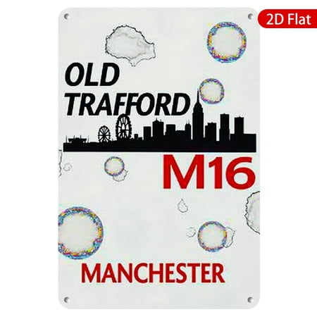 1pc Metal Wall Sign, 8x12 Inches, Vintage Style Design Featuring Old Trafford Skyline, Rustproof & UV Resistant, Perfect for Home, Sports Bar, Man Cave, Gift for Football Fans, Unique Wall Art Decor