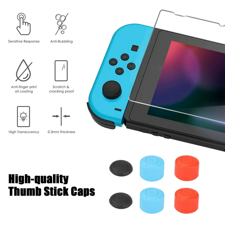 Switch Accessories Bundle, Kit with Carrying Case, Protective Case with  Screen Protector, Compact Playstand,Game Case, Joystick Cap, Charging Dock